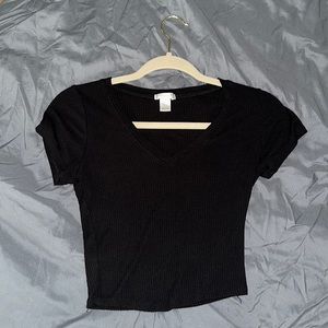 Bozzolo ribbed v-neck crop top